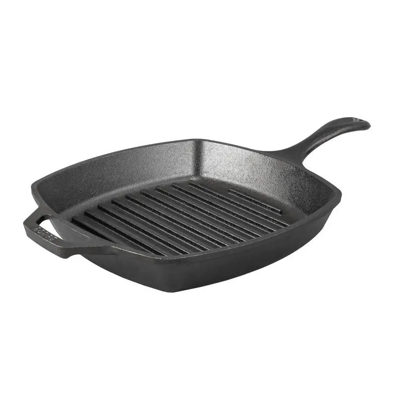 Lodge 10.5-Inch Square Cast Iron Grill Pan For Indoor Searing 1