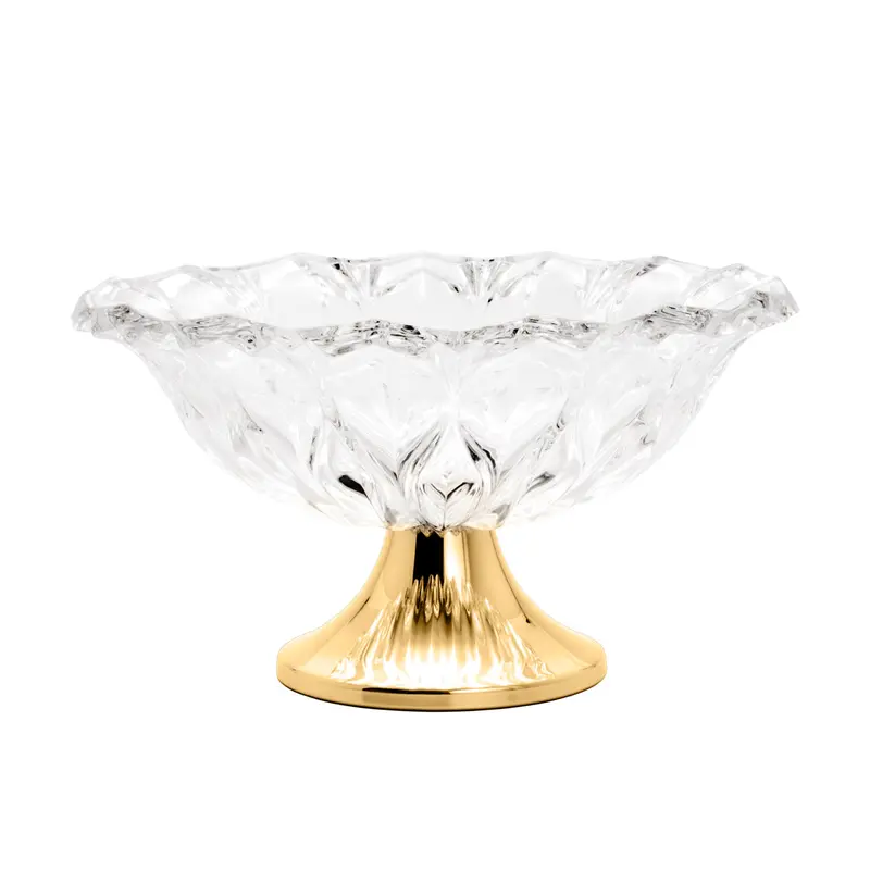 Louise Gold Glass Centerpiece Table Decor – 34.5 × 20 Cm Steel Base 1