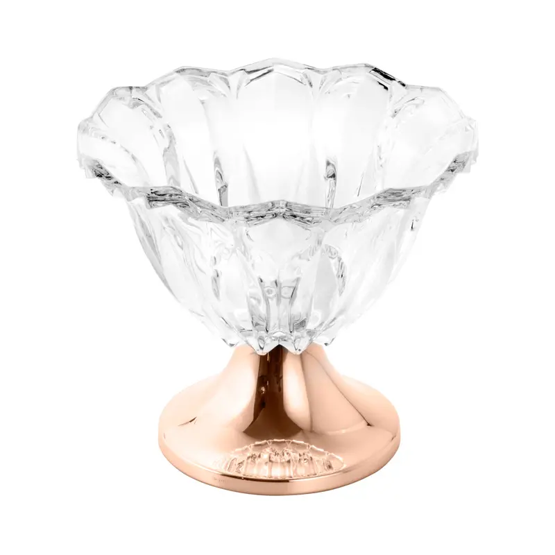 Louise Rose Gold Glass Centerpiece – 25 × 22 Cm Steel-Base Table Decor 1