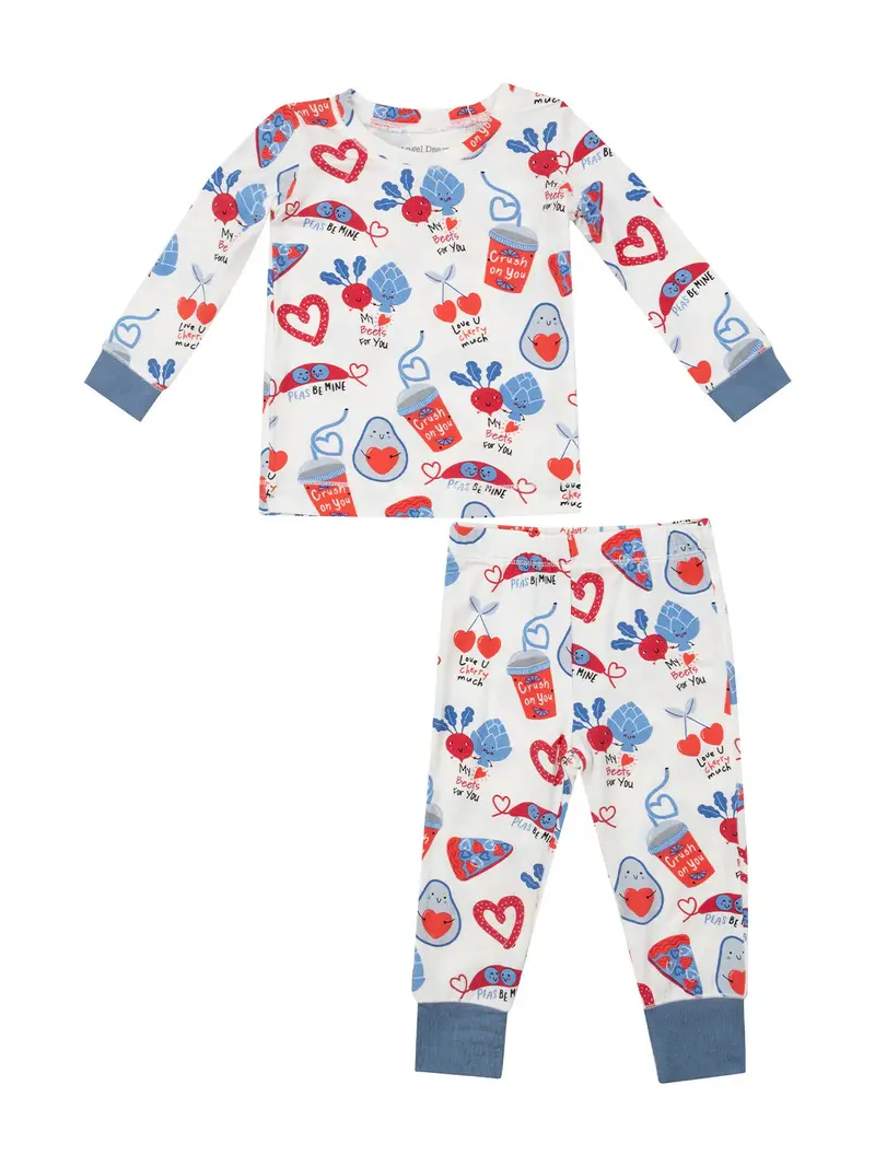 'Love You Foodie Much' Blue Long-Sleeve Loungewear Set 1