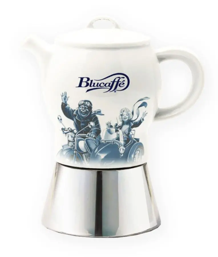 Lucaffè Blucaffè Ceramic Moka Pot – 4-Cup Stovetop Espresso Maker 1