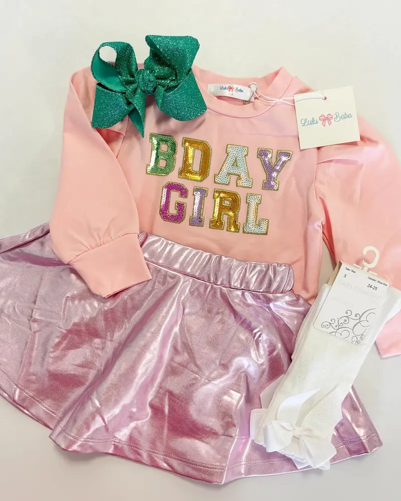 Lulu Bebe Zoe Metallic Lavender Skirt For Girls 1
