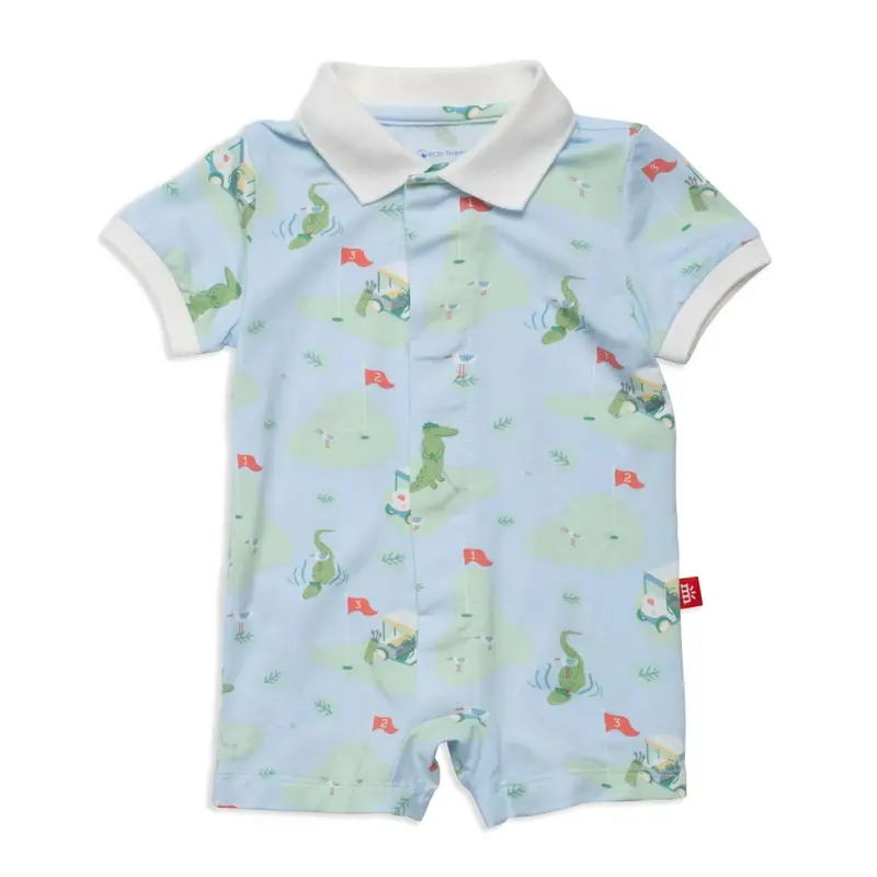 Magnetic Modal Romper For Toddlers – Short Sleeve Polo Design 1