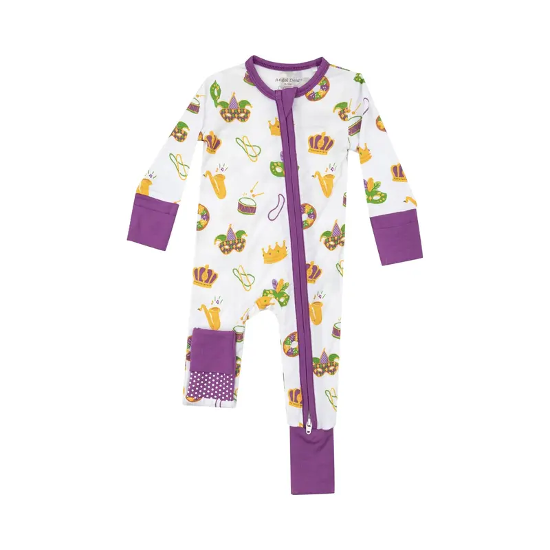 Mardi Gras Two-Way Zipper Romper 1