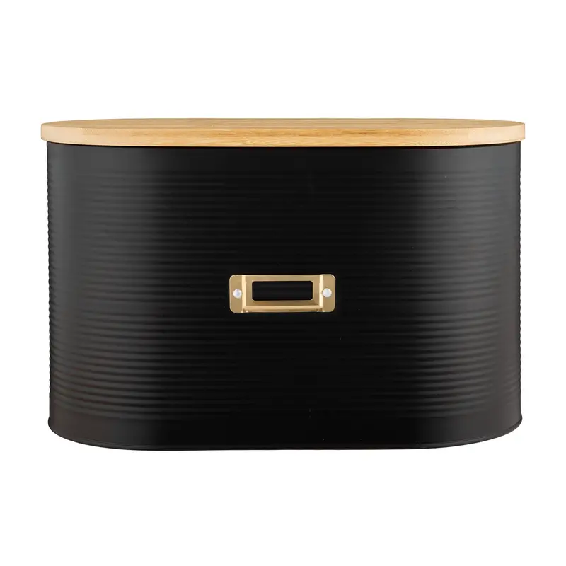 Matte Black Enamel Bread Storage Bin With Lid 1