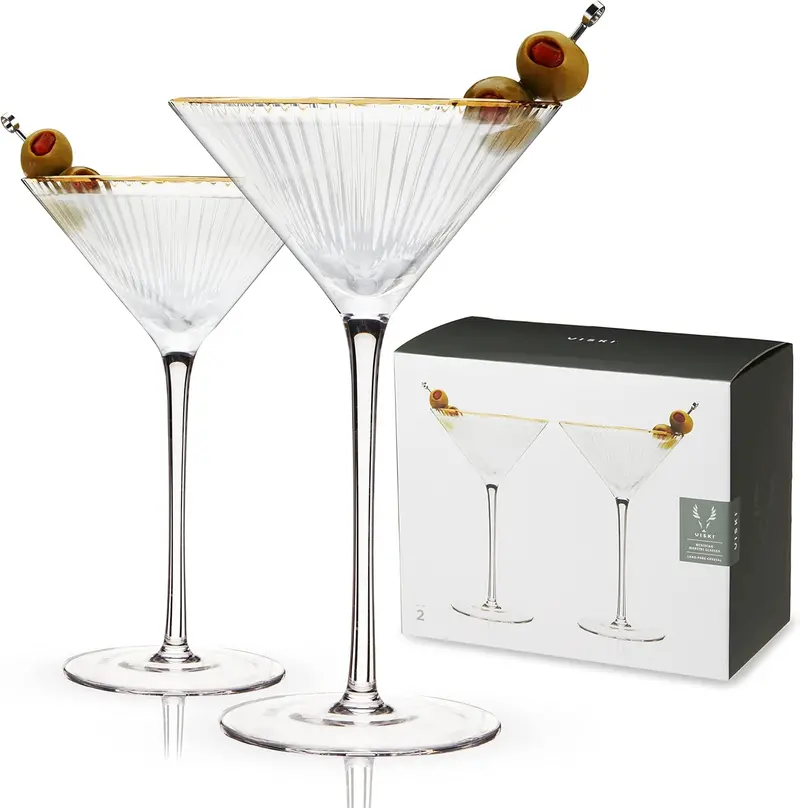 Meridian Martini Glasses – Set Of Two Modern Stemmed Cocktail Glasses 1