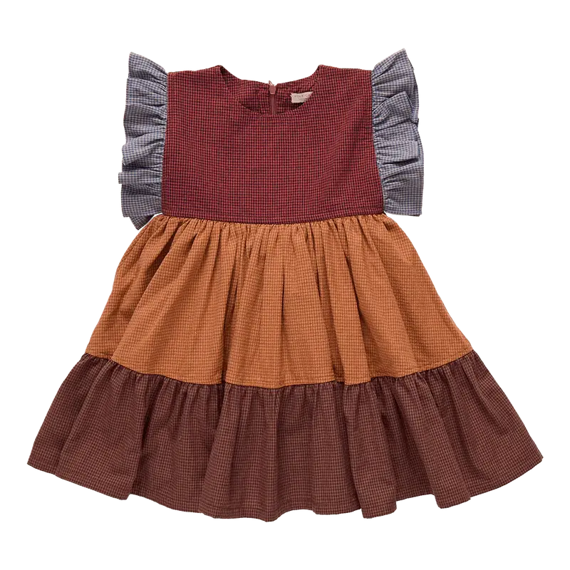 Mixed-Check Kit Dress For Girls 1
