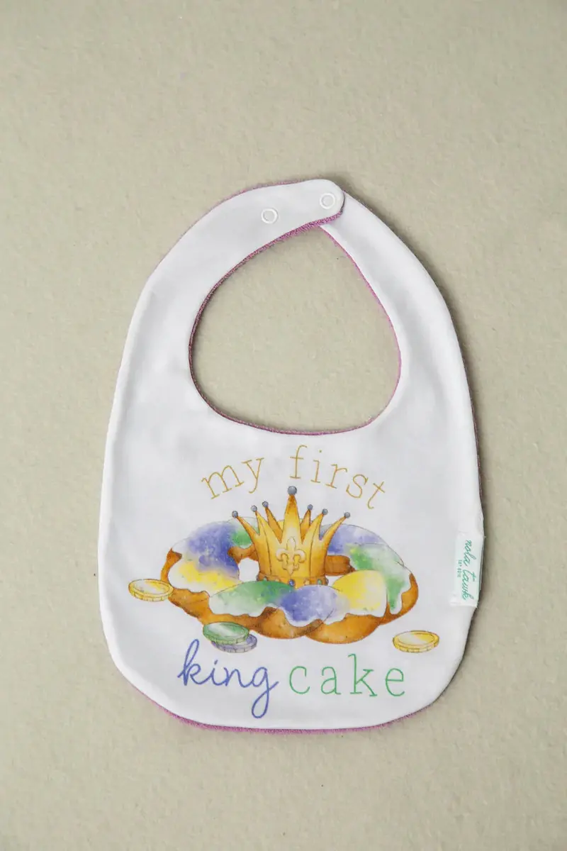 My First King Cake Organic Cotton Baby Bib 1