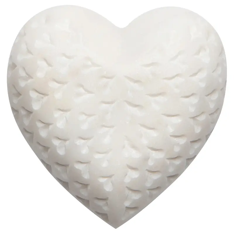 Natural White Marble Carved Heart Ornament – Minimalist Home Decor 1
