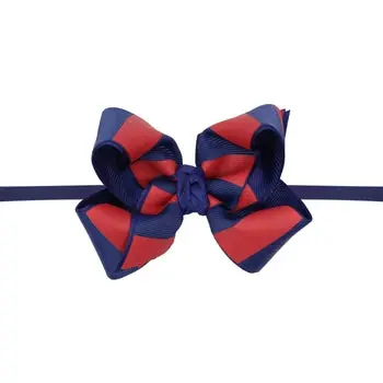Navy Headband With 1/4-Inch Band And 4.5-Inch Collegiate Bow In Navy & Red 1
