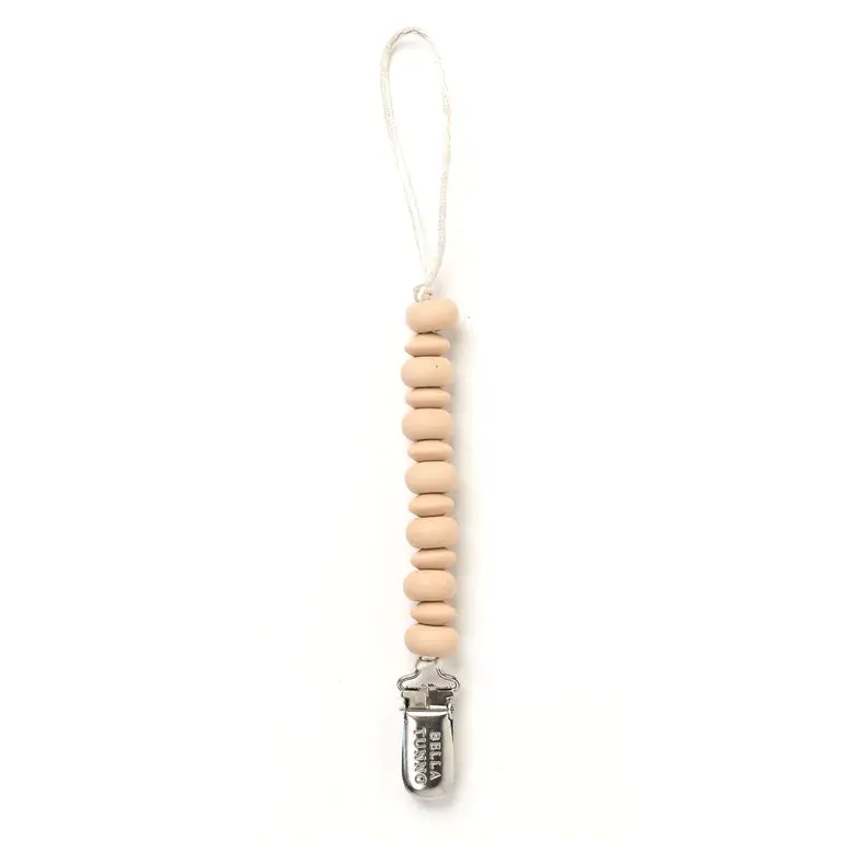Oatmeal-Colored Pacifier Clip – Soft & Secure Design 1