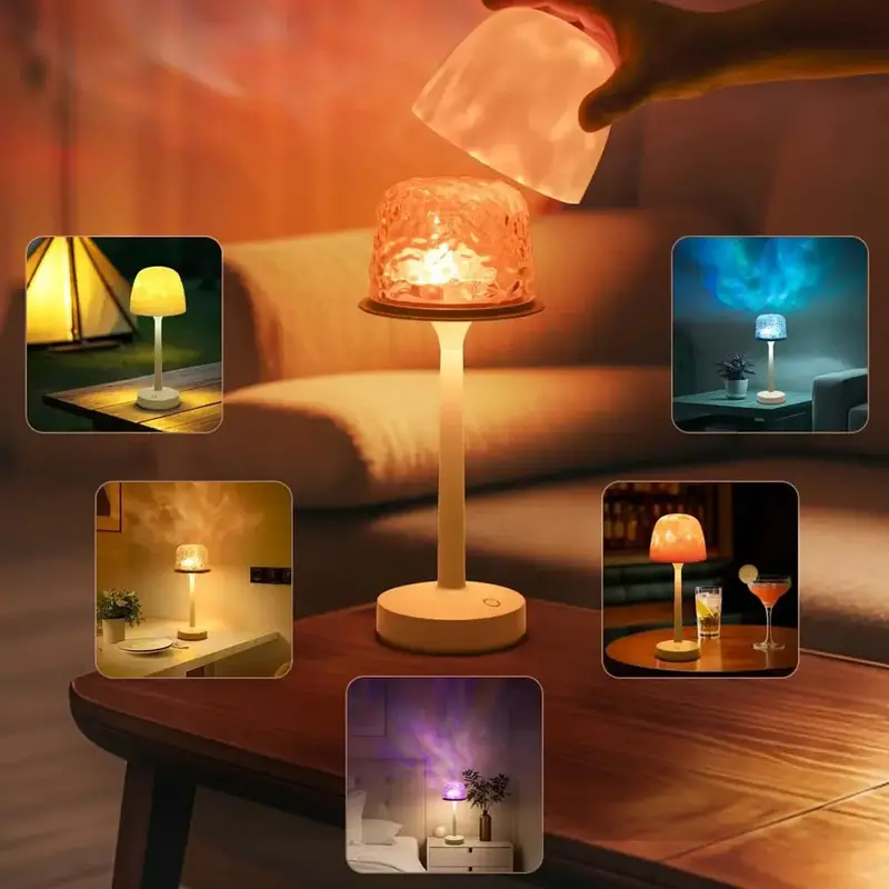 Oceanglow Table Lamp – Tall Base Design With Wave-Inspired Water Texture Accent 1