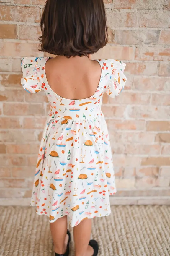 Olivia Twirl Dress In Turkey Time Print – Pocketed Spin Dress 1
