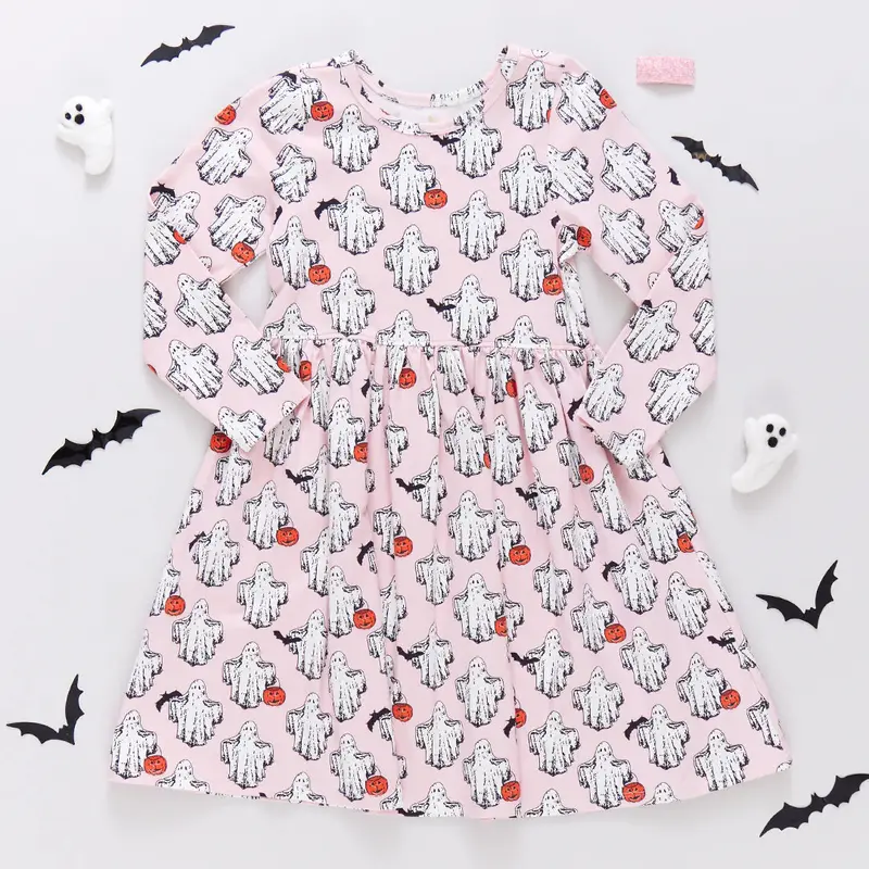Organic Cotton Long-Sleeve Steph Dress With 'Boo' Design 1