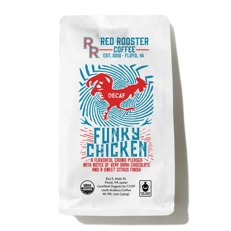 Organic Funky Chicken Decaf Coffee 1