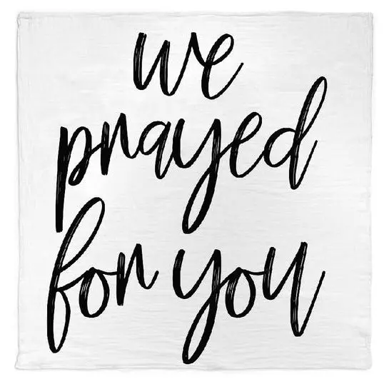 Organic Swaddle Blanket – 'We Prayed For You' Keepsake 1
