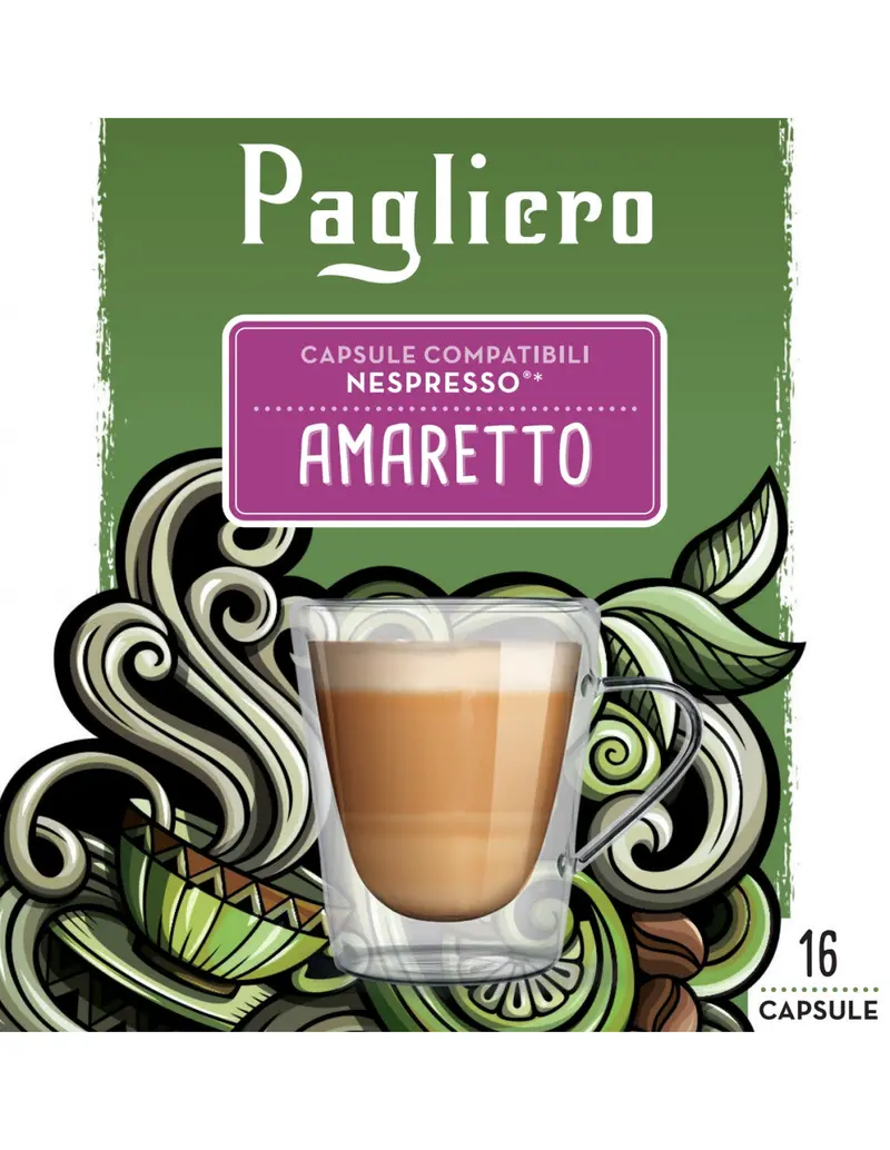 Pagliero Nespresso-Compatible Capsules – Amaretto Flavored Coffee (16-Pack) 1