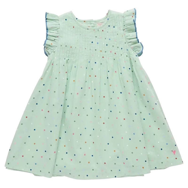 Pastel Green Polka Dot Jaipur Dress For Girls – Pink Chicken 1
