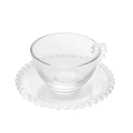 Pearl Lead Crystal Tea Cup And Saucer Set – 4-Piece, 180Ml Capacity 1