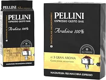 Pellini Espresso Gusto Bar No. 3 Gran Aroma Ground Coffee – Twin Pack (2 × 250G) 1