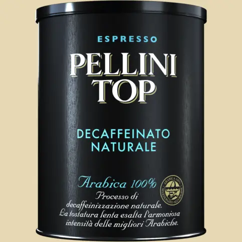 Pellini Naturally Decaffeinated 100% Arabica Coffee – Tin (250G) 1