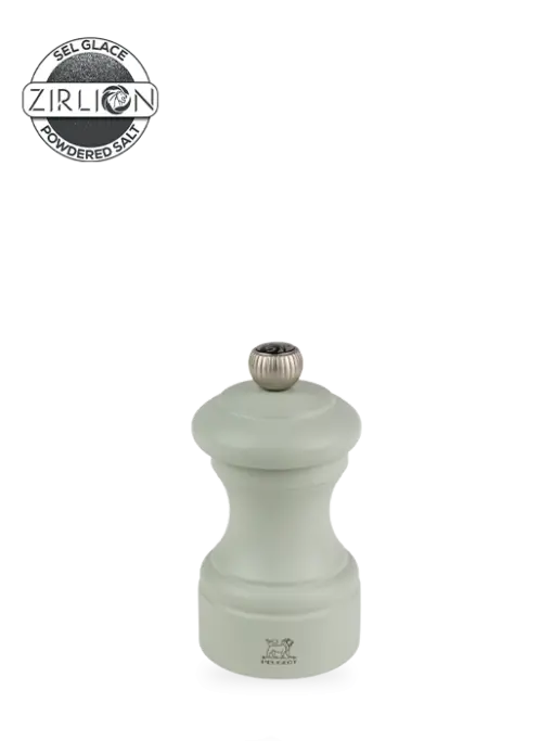 Peugeot Bistro Salt Mill In Sage Green – 10 Cm Beechwood With Zirlion Mechanism 1