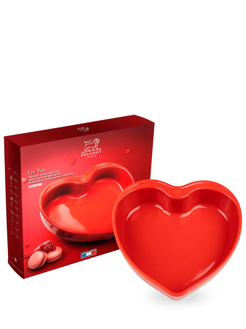 Peugeot Ceramic Heart-Shaped Baking Dish, Red 1