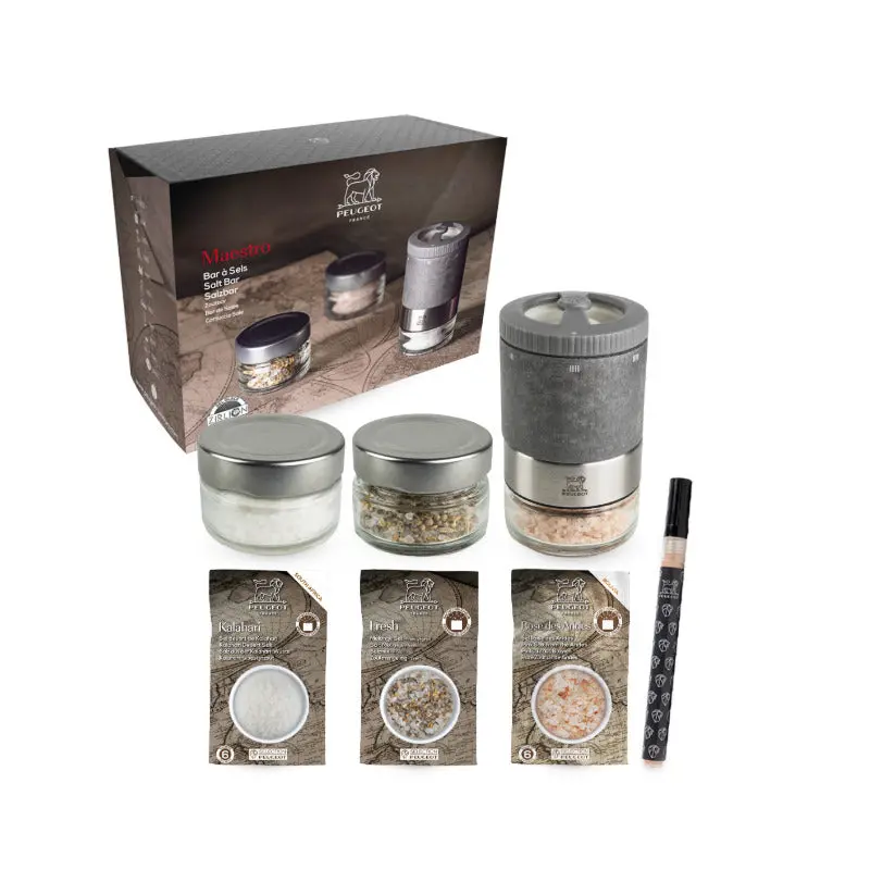 Peugeot Maestro U'Select Salt Mill With 3 Premium Sea Salts Gift Set 1