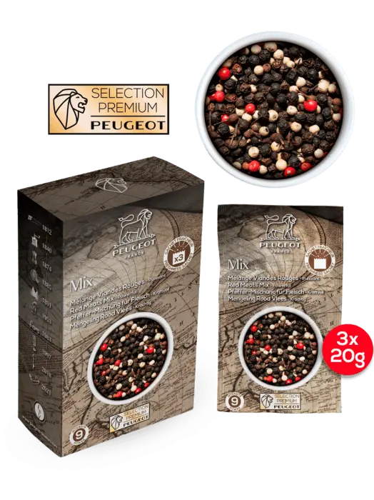 Peugeot Meat Seasoning Pepper Mix – 3 × 20 G Bags (60 G Total) 1