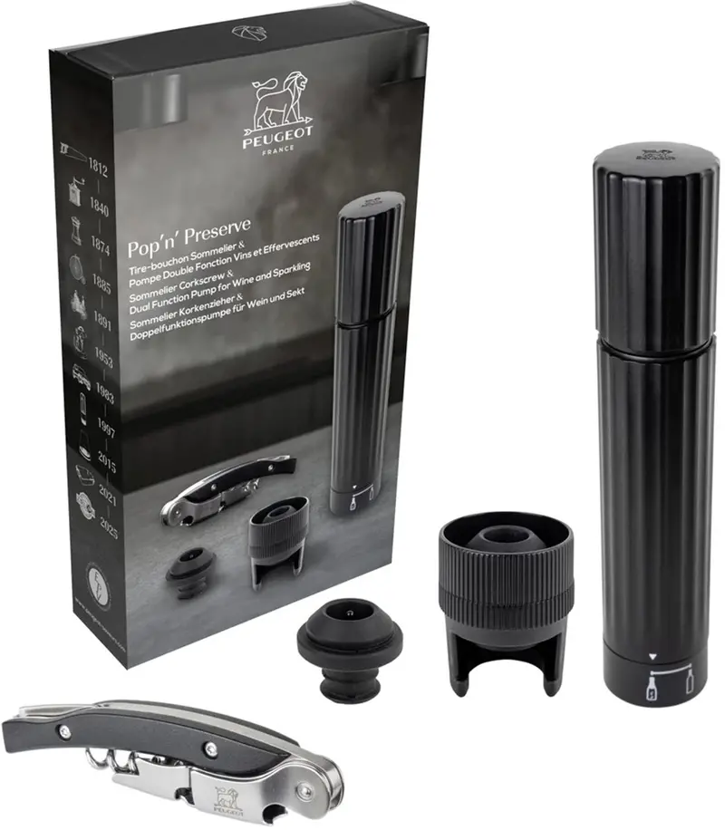 Peugeot Sommelier Malbec Corkscrew & Vacuum Sealer Combo 1