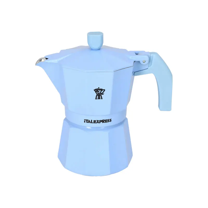 Pezzetti Italexpress 3-Cup Aluminium Moka Pot In Pastel Light Blue 1