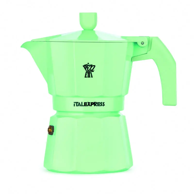 Pezzetti Italexpress Aluminium Moka Pot – 3-Cup, Pastel Green Design 1