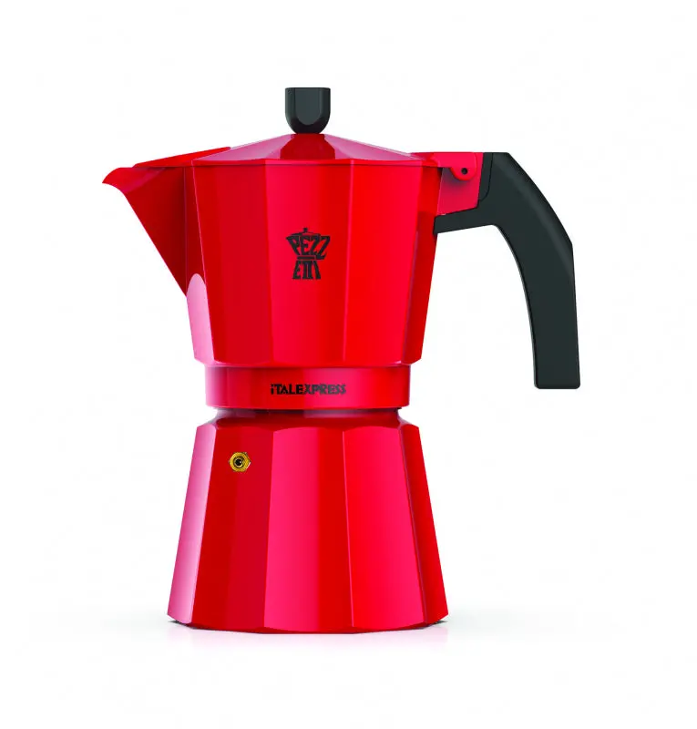 Pezzetti Italexpress Aluminium Moka Pot – 6-Cup, Red Audacity Design 1