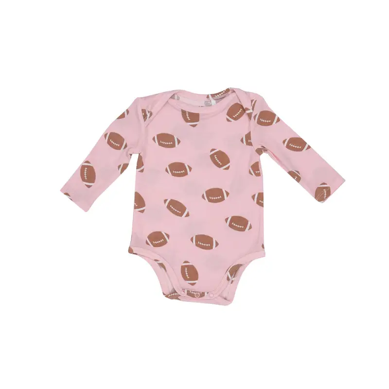 Pink Football-Themed Bodysuit For Infants 1