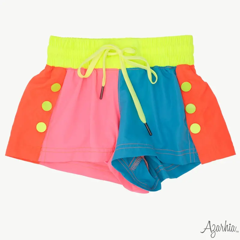 Pink Neon Block-Style Short For Kids 1
