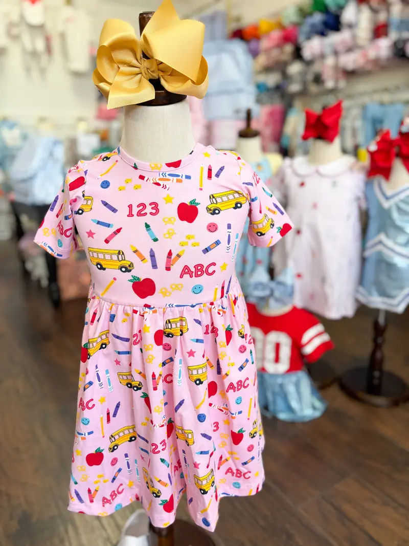 Pink Schoolhouse Knit Twirl Dress For Girls 1