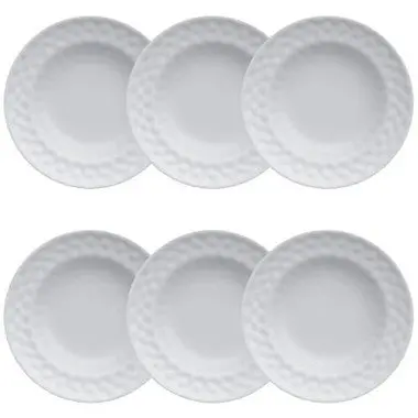 Plissan Deep Dinner Plate Set – 6-Piece Durable Ceramic Dishware (Matte White) 1