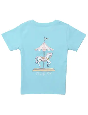 Powder Blue Carousel Ride Print Tee For Girls 1