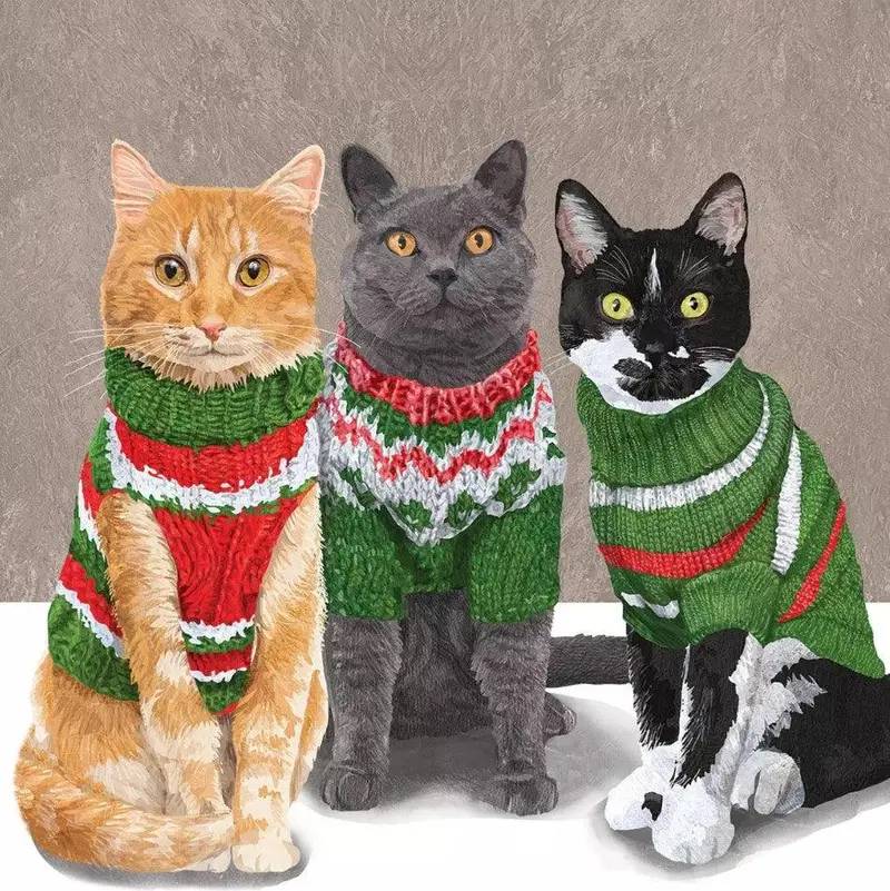 Ppd Cozy Cat Sweater Napkin – 25X25 Cm 1