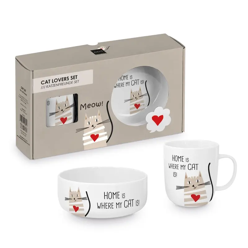 Ppd Home Cat-Themed Coffee Tote Bag & Pet Food Bowl Set 1