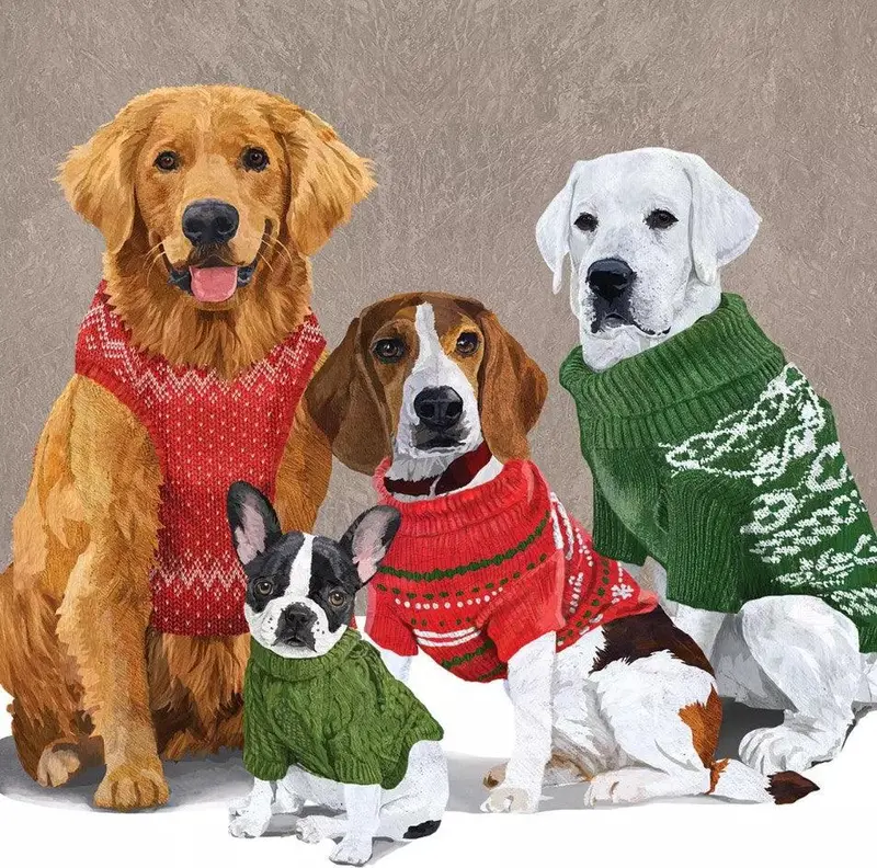 Ppd Sweater-Style Dog Print Napkin – 25X25 Cm 1