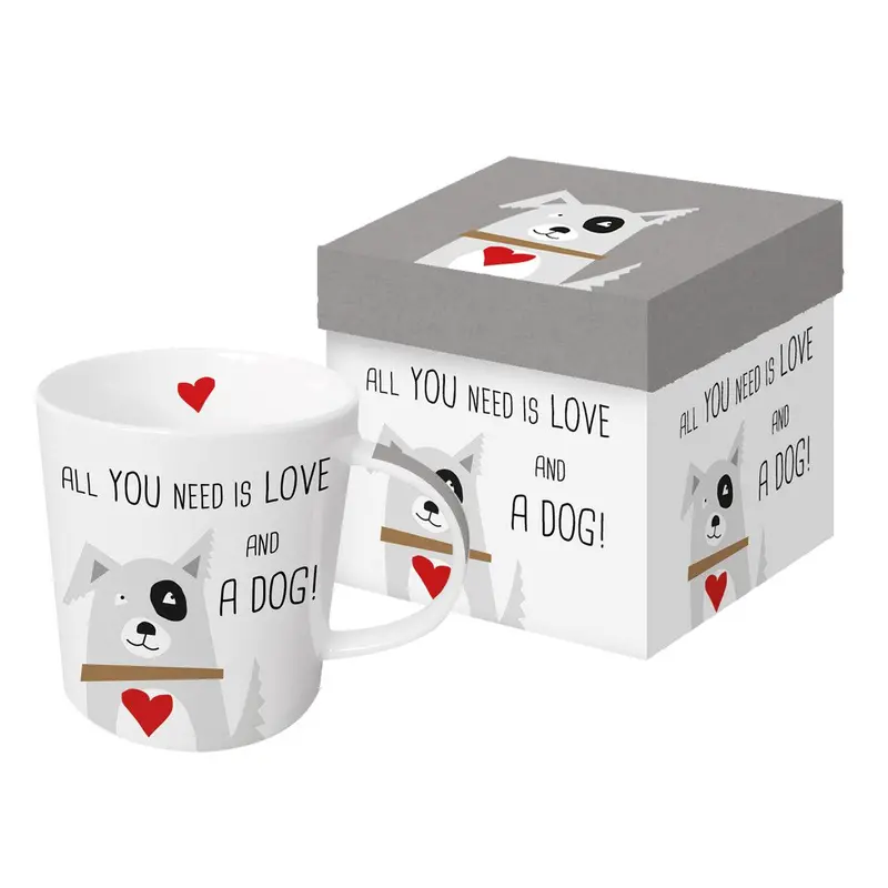Ppd Trendy Mug: 'Gb Love & Dog' Ceramic Coffee Cup 1