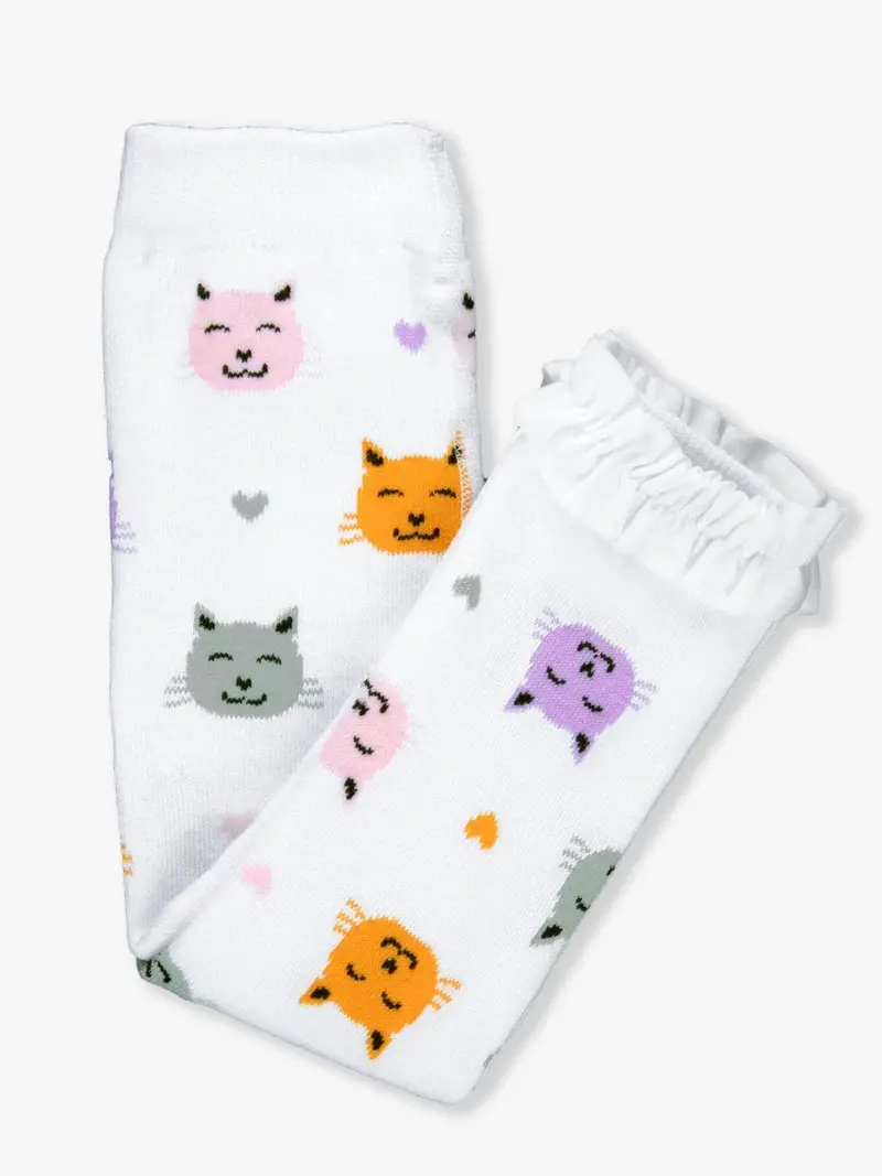 Purr-Fect Pals Footless Ruffle Tights – Playful Patterned Style 1
