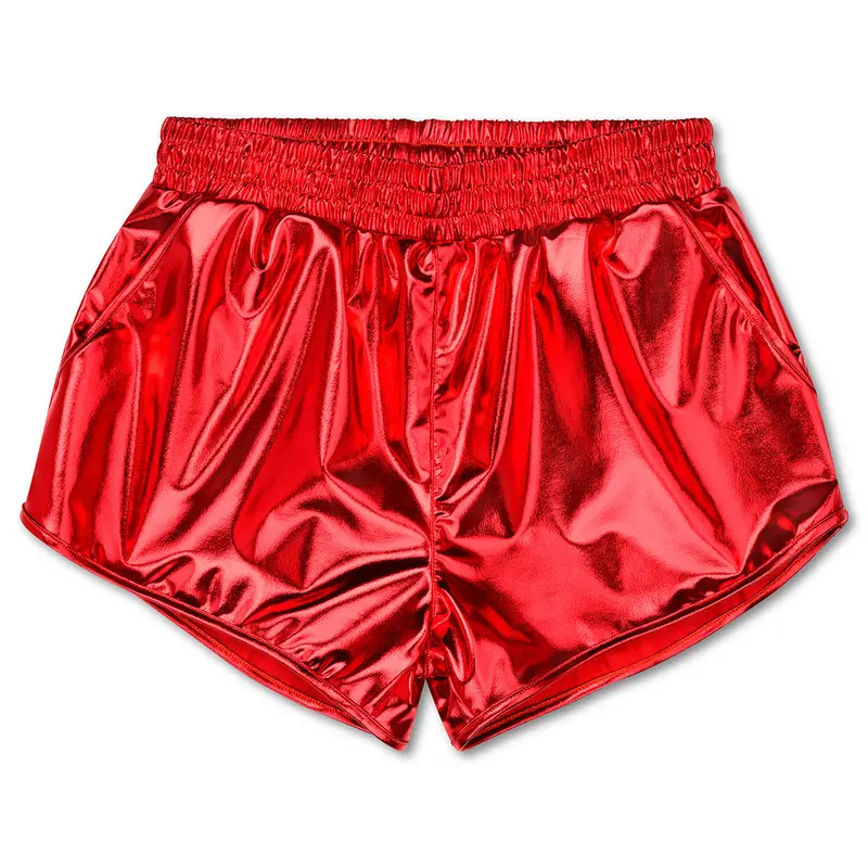 Red Metallic-Look Shorts For Toddlers 1