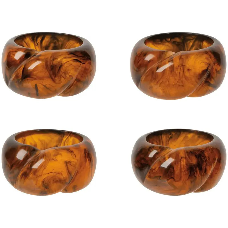 Resin Tortoise-Shaped Napkin Rings – Set Of 4 1
