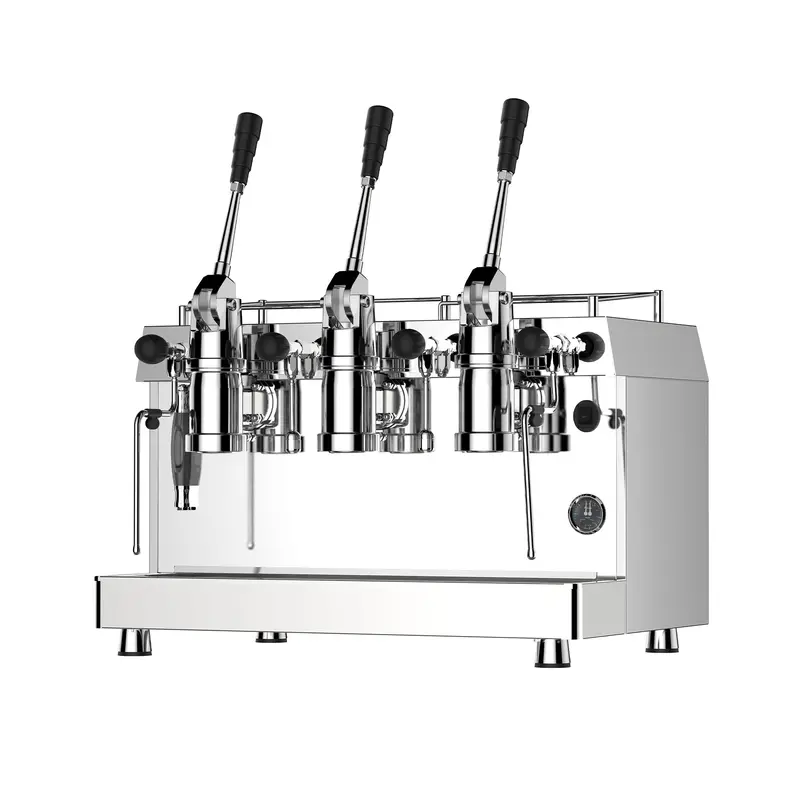 Retro Three-Group Dual-Fuel Espresso Machine – Industrial-Strength Gas-Assisted Steam Power 1
