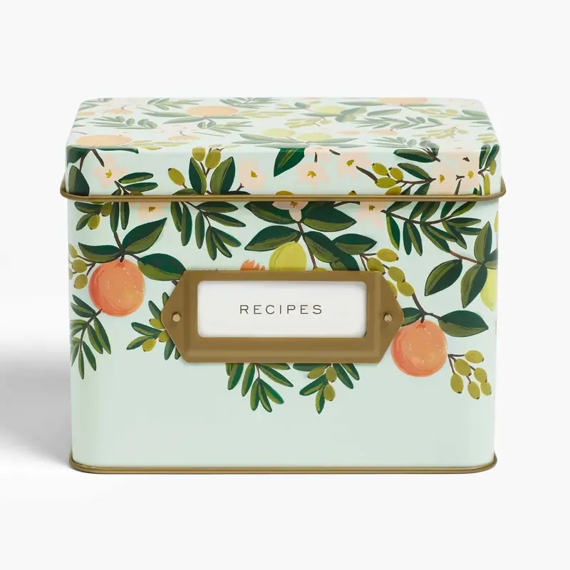 Rifle Paper Co. Vintage-Style Recipe Card Storage Tin 1