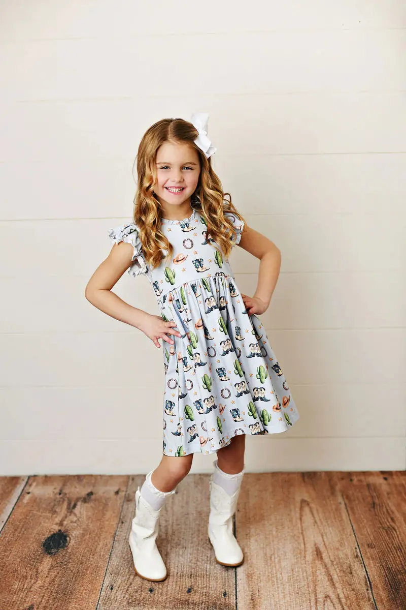 Rodeo Boots Flutter Dress For Girls By Swoon Baby 1