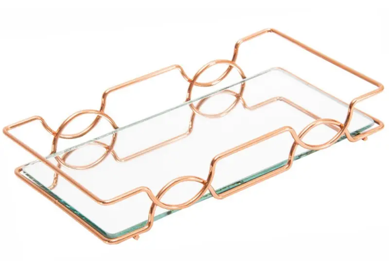 Rose Gold Accent Bathroom Tray – 15X25 Cm 1