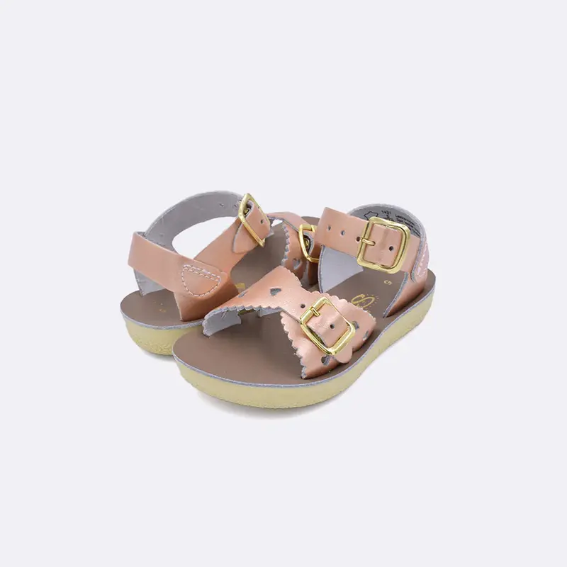 Rose Gold Sun-San Sweetheart Sandals For Children 1